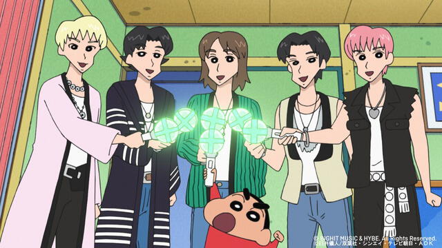  TXT en caricatura para la serie japonesa 'Crayon Shin Chan'. Foto: Crayon Shin Chan Oficial   