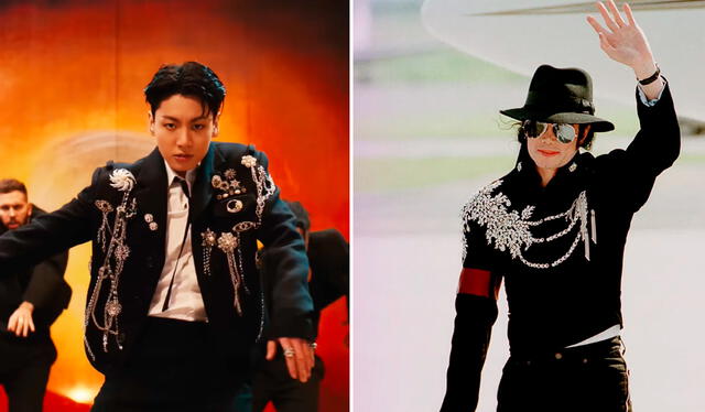 Jungkook usó vestuarios muy parecidos a los de Michael Jackson. Foto: composición LR/HYBE LABELS/Gtresonline   
