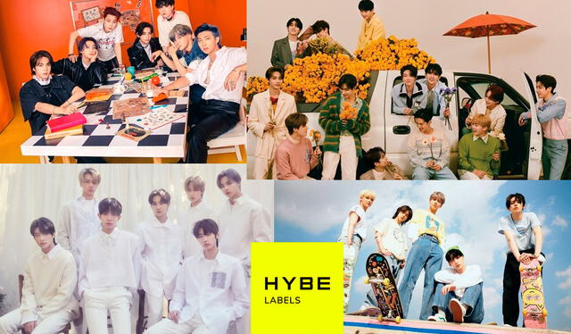 Grupos de k-pop que forman parte de Hybe Labels. Foto: composición LR/Hybe Labels   