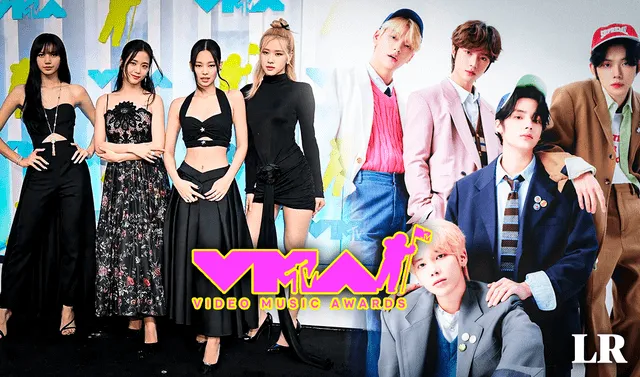 Son 5 los conjuntos idols que están nominados a mejor grupo de k-pop en MTV VMAs 2023. Votación online inicia en días. Foto: composición LR/YG/Hybe