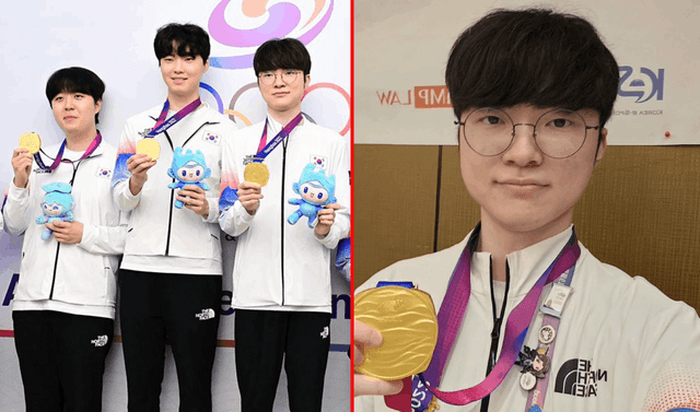 Selección de Corea, capitaneada por 'Faker', venció en la final de League of Legends a Taiwán en los Juegos Asiáticos 2023. Foto: composición LR/Naver/X