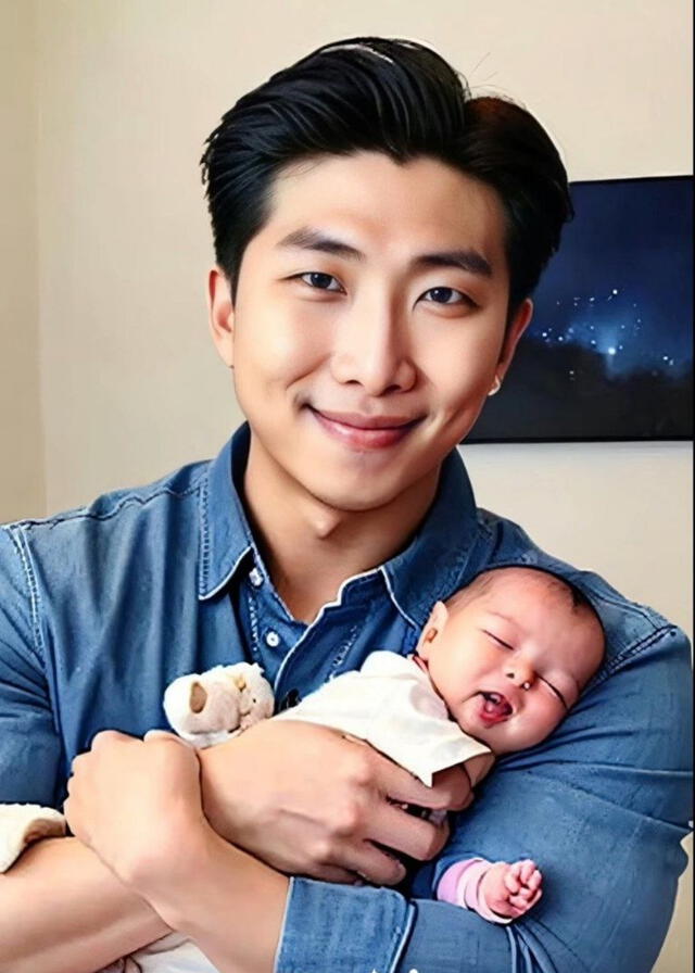  Namjoon se transforma en papá de una tierna bebé gracias a la IA. Foto: TikTok    